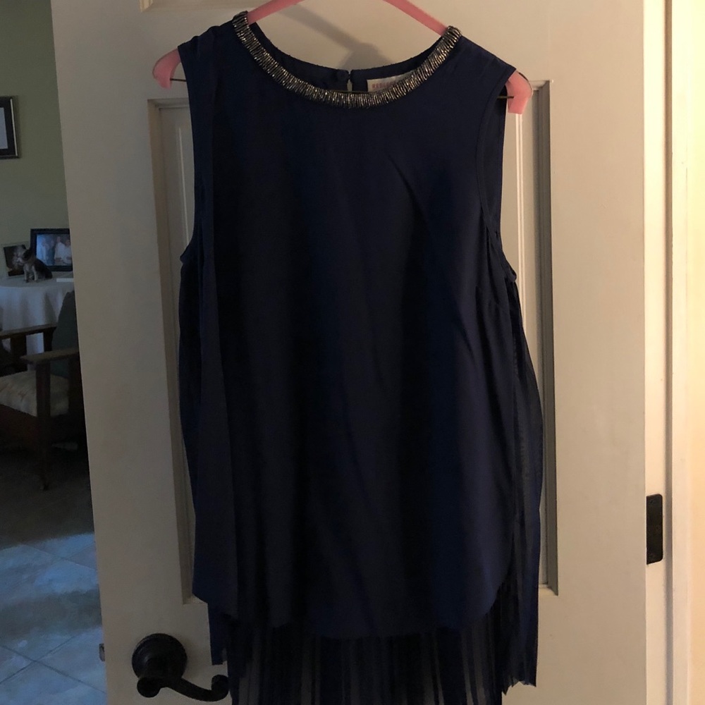 Rebecca Taylor blouse beaded collar pleated back
